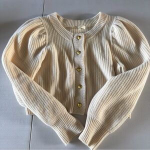 LoveShackFancy Cream cashmere Cardigan with Gold Buttons